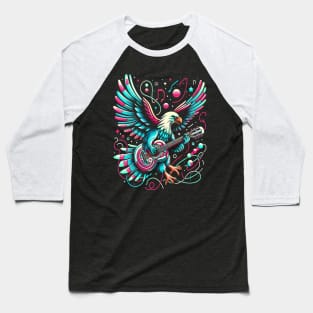 Melodic Wings: Eagle Strumming Guitar Baseball T-Shirt